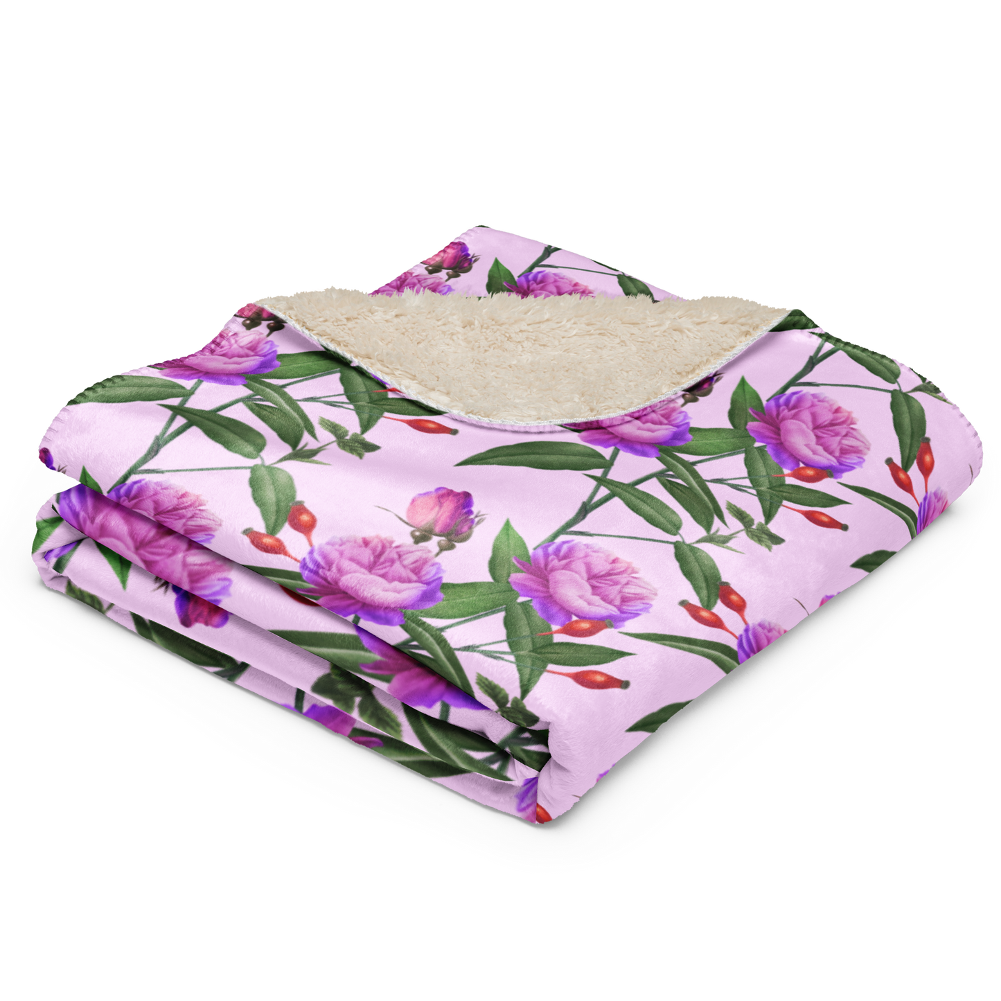 Pink Florals - Sherpa blanket